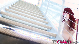 Sexy tranny Chanel Santini anal play and big cock jerk off