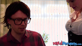 UK babe Chloe Davis sucks off kinky nerd in hot POV blowjob