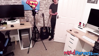 Busty UK babe Abbi Price ball licking and dick sucking POV