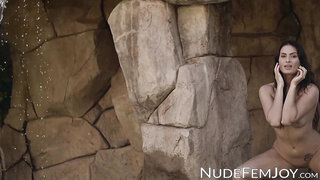 Tattooed babe strips and shows her natural tits and pussy