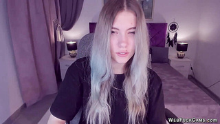 Busty teen flashes shaved pussy