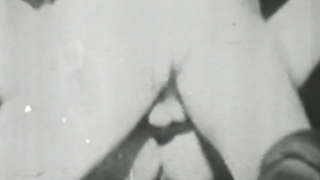 Retro babe sucks big dick before it smashes her hairy pussy