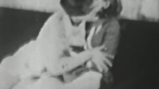 Retro babe sucks big dick before it smashes her hairy pussy