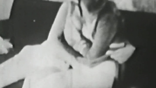 Retro babe sucks big dick before it smashes her hairy pussy