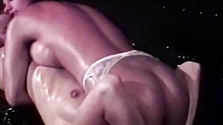 Blonde lesbian takes two toys in her tight pussy and ass