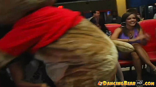 Natural tits babes licking whipped cream off strippers cock