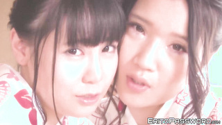 Hot Asian babes indulges in a wild foursome after kissing each other