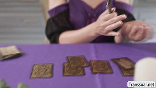 Teen blonde hide under the table and suck 2 dicks