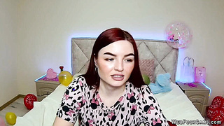Busty redhead amateur babe on webcam