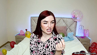 Busty redhead amateur babe on webcam