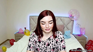 Busty redhead amateur babe on webcam