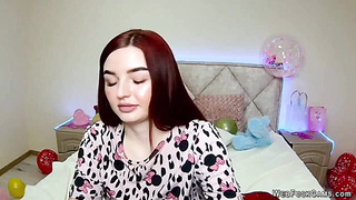 Busty redhead amateur babe on webcam