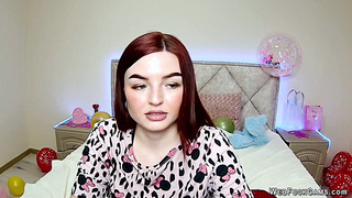 Busty redhead amateur babe on webcam