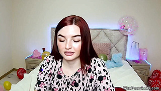 Busty redhead amateur babe on webcam