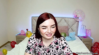 Busty redhead amateur babe on webcam