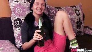 Skinny babe swallows big cock before anal fucking and facial