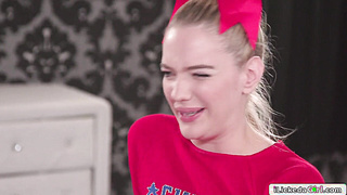 Cheerleader pussy licking teen recruit