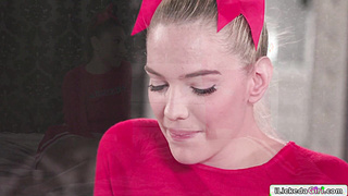 Cheerleader pussy licking teen recruit