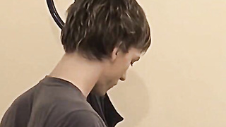 Horny teenager Dimik masturbates his thick throbbing cock