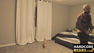 HardcoreBears.com - Bear washes his furry body and spanks his thick beefy ass