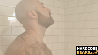 HardcoreBears.com - Bear washes his furry body and spanks his thick beefy ass