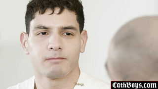 Twink showered in holy cum from a priest!