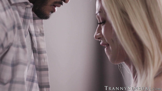 Cute tranny Jenna Gargles moans during hot interracial fuck