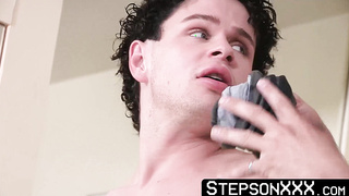 Curly Dylan Hayes patiently waits for Armandos cock to be inside him