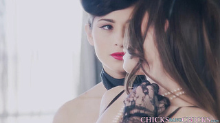 Stockings babe gets stuffed with dildo and eats out a pussy