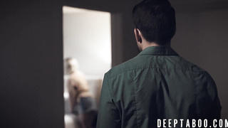 Stepmom Kit Mercer helps her son with his throbbing erection