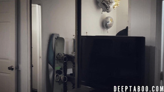 Stepmom Kit Mercer helps her son with his throbbing erection