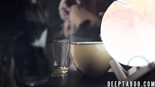 Stepmom Kit Mercer helps her son with his throbbing erection