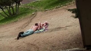 Ash-Blonde Mother Outdoor Orgy Joy With Youthfull Dude