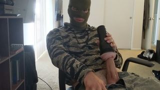 Smoking Camo Man Penetrates Fleshlight and Blows A Load Rock-Hard!!!