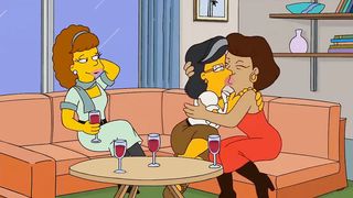 The Simpsons - 3 Lezzies Moms Smooching - Extended Super-Hot Episode