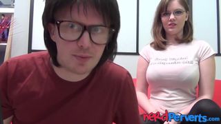 Nerdy dame with immense inborn globes Jessica Lo bj's manmeat POINT OF VIEW