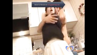 Making up with Asian Mature in Kitchen