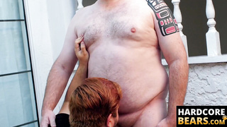 HardcoreBears.com - Nasty fat bear makes his cub kneel to blow his thick rod eagerly