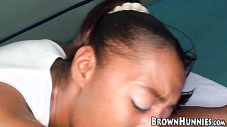 Big booty ebony Ms Juicy rides hard cock in gym after wet BJ