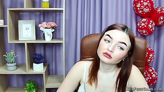 Big boobs redhead babe strips bra