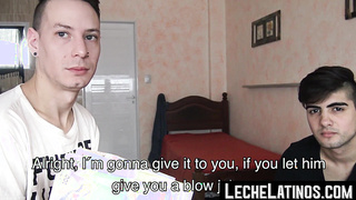 LecheLatinos.com - Young gay Latino breeds and blows a hung top for money and pleasure