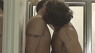 Curly haired hunk Kent Montana ball licking and cock sucking