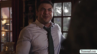 Stepdad surprise his TS stepteen anal birthday gift