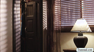 Stepdad surprise his TS stepteen anal birthday gift