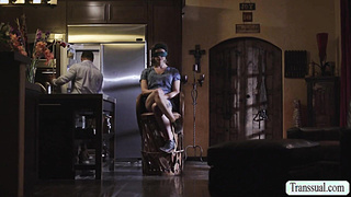 Stepdad surprise his TS stepteen anal birthday gift