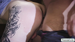 Stepdad surprise his TS stepteen anal birthday gift