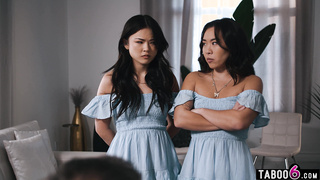 Stepdaughter twins share stepdads cock