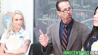 Audrey Royal and Emma Hix fucks with their horny teacher