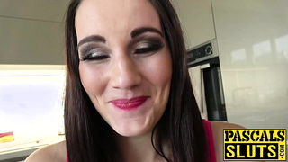 Submissive teen eats cum after rough anal sex