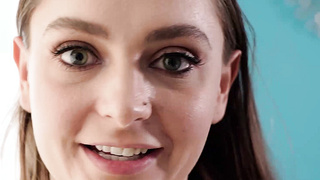 Naughty petite teen Aften Opal distracted by massive cock